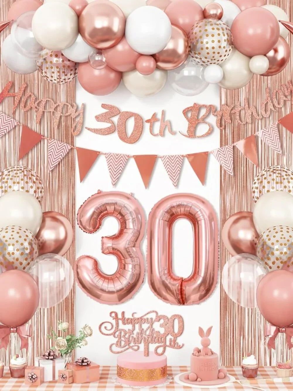 30th Birthday Rose Gold Balloon Arch Kit Blush Pink Party Decorations